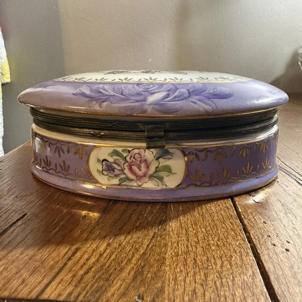 Vintage Limoges China Floral Hinged Trinket Box